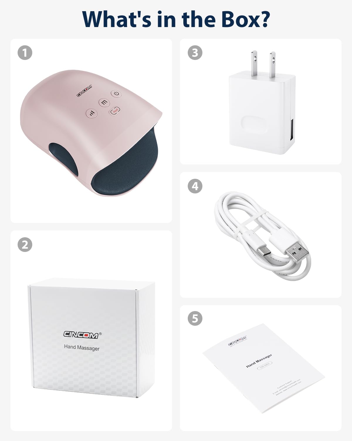 CINCOM Hand Massager - Cordless Hand Massager with Heat and Compression for Arthritis and Carpal Tunnel, Gifts for Women