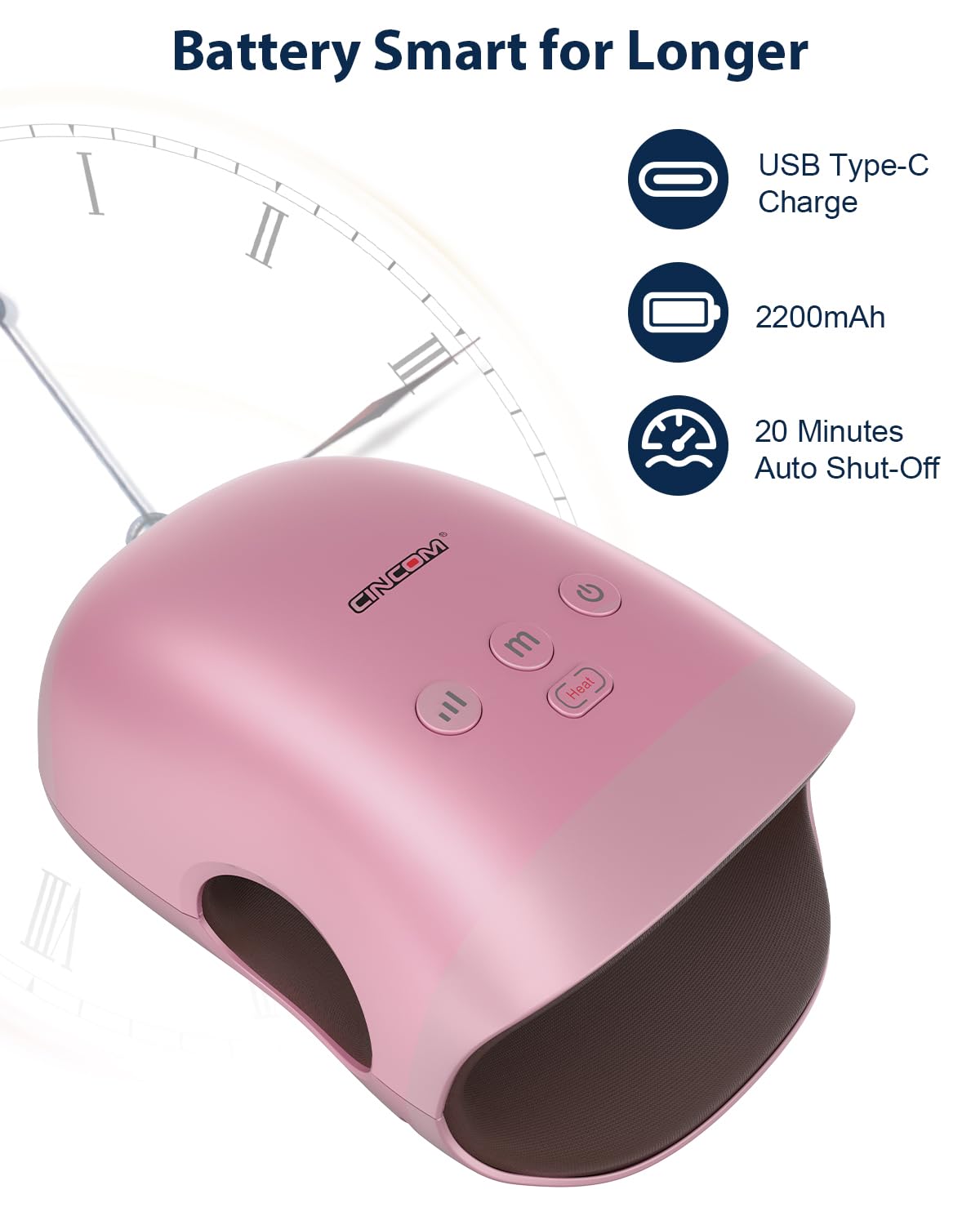 CINCOM Hand Massager - Cordless Hand Massager with Heat and Compression for Arthritis and Carpal Tunnel, Gifts for Women