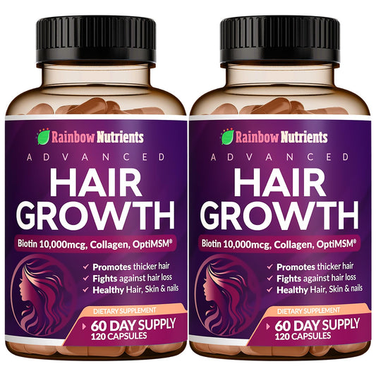 Hair Growth Vitamins for Women | Biotin 10,000mcg, Collagen, Patented OptiMSM®, goMCT®, Saw Palmetto | Naturally Regrow Stronger & Healthier Hair, Skin and Nails | Stops Hair Loss | 60 Day Supply