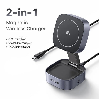 UGREEN Qi2 15W MagSafe 2-in-1 Foldable Wireless Charging Stand