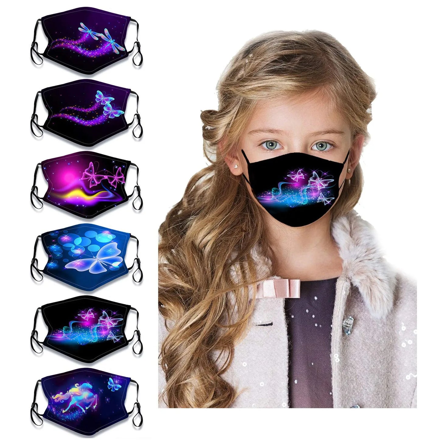 Kids' Washable & Reusable Face Mask – Cute Butterfly Print