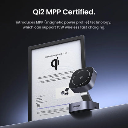 UGREEN Qi2 15W MagSafe 2-in-1 Foldable Wireless Charging Stand