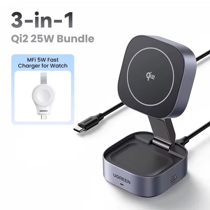 UGREEN Qi2 15W MagSafe 2-in-1 Foldable Wireless Charging Stand