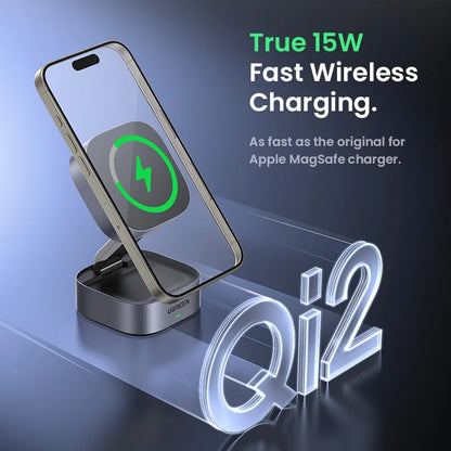 UGREEN Qi2 15W MagSafe 2-in-1 Foldable Wireless Charging Stand
