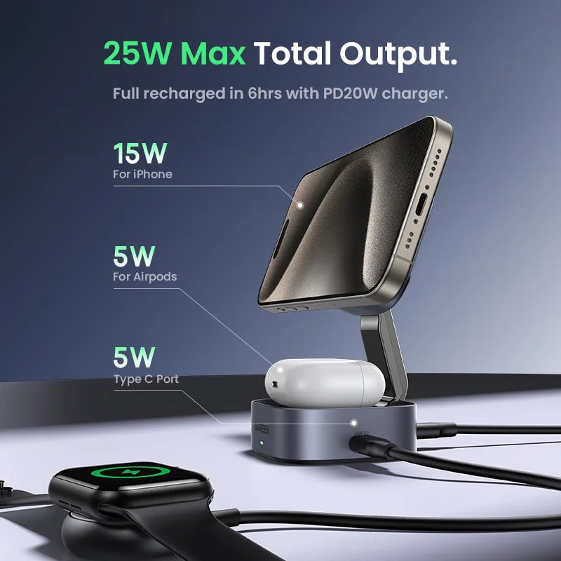 UGREEN Qi2 15W MagSafe 2-in-1 Foldable Wireless Charging Stand
