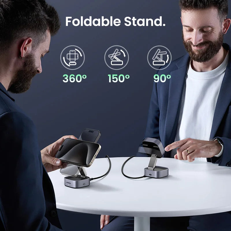 UGREEN Qi2 15W MagSafe 2-in-1 Foldable Wireless Charging Stand